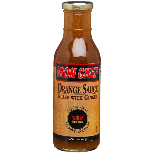IRON CHEF Orange Sauce Glaze with Ginger, All Natural, Kosher, 15-Ounce Glass Bottles (Pack of 3)