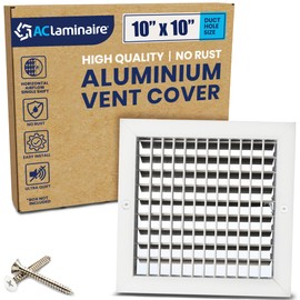 10" x 10" Duct Hole Aluminum Single Deflection Adjustable Air Supply Register, Decorative HVAC Vent Cover, Ceiling & Wall AC Deflector, Heating & Cooling Supply with Multi-Shutter Damper – ACLAMINAIRE