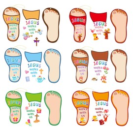 36 Religious Bible Crafts for Kids Jesus Walks on with Us Jesus Sandal Craft Cards for Kids – DIY Sunday School Sticker Activity Kit Christian Art Project for Preschool Home Classroom Activities