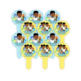 Gracie’s Corner Birthday Party Cupcake Pick Toppers, Two-Sided Cupcake Toppers, Custom Happy Birthday Cupcake Toppers, Perfect for Kids' Birthday Parties,12 Count (Birthday Boy)