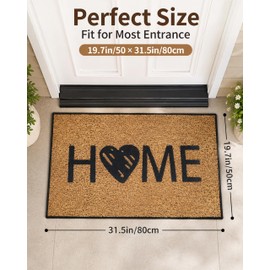 Welcome Front Door Mat with Non-Slip Backing, 20"x 32" Stain & Fade Resistant Easy Clean Decorative Entry Mat for Front Door, Entrance,Patio Porch, Indoor and Outdoor Entrance Use, Brown