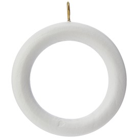 Merriway BH05768 (24 Pcs) Wooden Curtain Drapery Pole Rod Rings with Screw Eye, Inner Diameter 45mm, Outer Diameter 60mm White - Pack of 24 Pieces