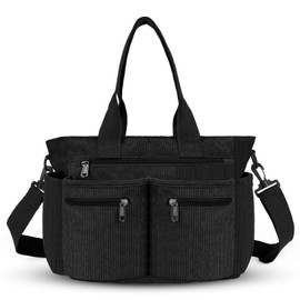 Aucuu Corduroy Shoulder Bag, Corduroy Bag, Large Capacity Crossbody Tote Bag, Stylish Handbag with Multiple Pockets, Adjustable and Removable Strap, for Women, Men, School, Shopping, Work, Travel