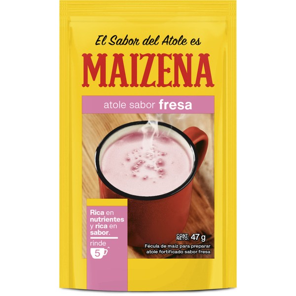 Atole Maizena Sabor Fresa, 3 paquetes de 47 g