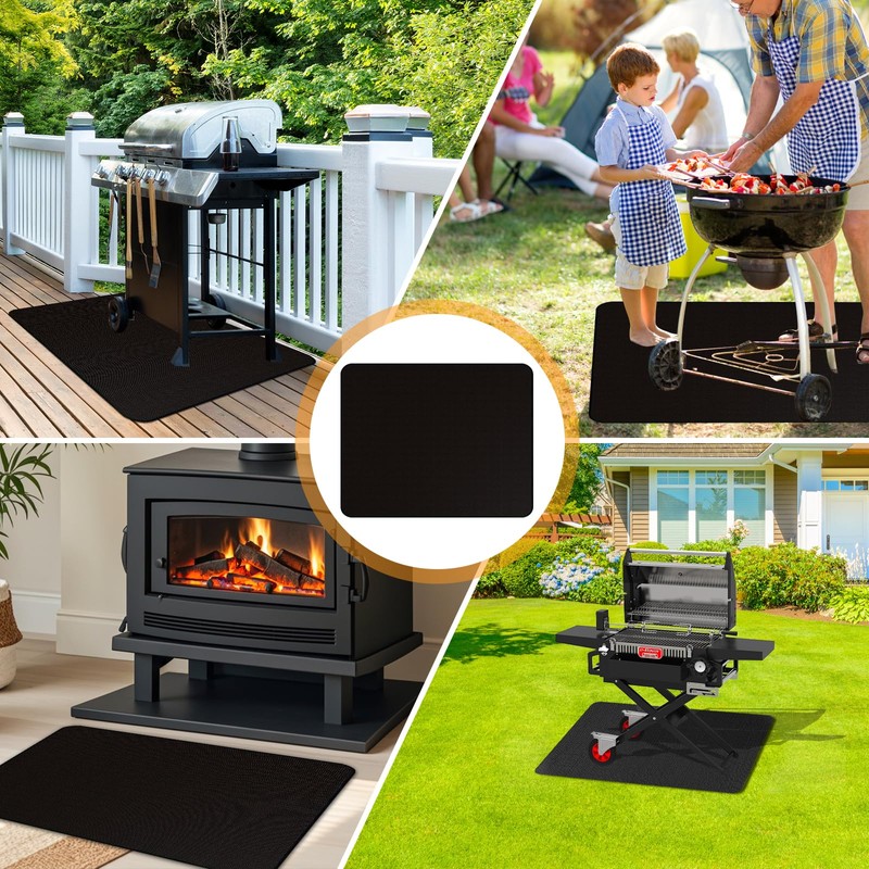 Foreverup Fire Pit Mat, 122CM Fireproof Mat, Grill Mat for