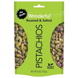Wonderful Pistachios, Pistaches Sin Cáscara, Tostado Con Sal, 170g, Bolsa Resellable, Snack
