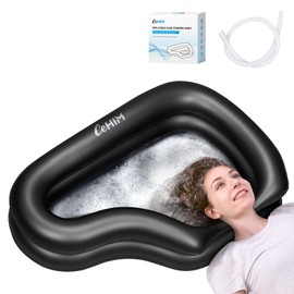 Large Portable Inflatable Shampoo Basin, Hair Washing Bowl for Bedridden, Disabled, Hair Wash Tub for Home Use (Black)