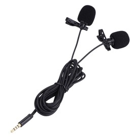 Eboxer Clip on Microphone, Dual-head 3.5mm Lavalier Lapel Omnidirectional Condenser Microphone for Recording Interview/Video Conference/Podcast/Voice Dictation/Phone