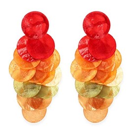 Rainbow Acrylic Tassel Earrings for Women Colorful Leaf Flower Earring Bead Rainbow Earring for Women Girl (B, Alloy)