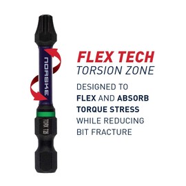 Norske Tools NIBPI613 2" Assorted Impact Torsion Screwdriver Bits (PH1, PH2-2pc, PH3, PR2-PH Drywall, T10, T15, T20, T25 and T30) 10pc Pack Bit Clip