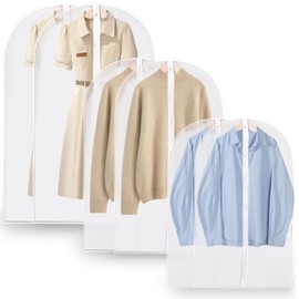 zeyedemo 6PCS Garment Covers 3 Different Sizes of Translucent Clothes Covers Dustproof Breathable Clothes Covers with Zip Moth Resistant Waterproof Suit Protector Bags Clothes Covers Protector Bags