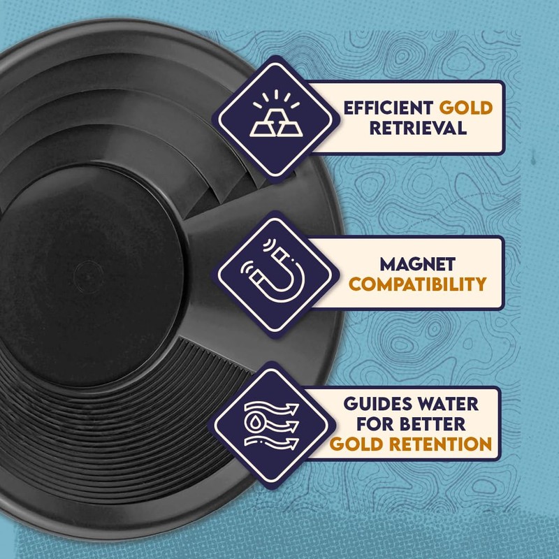 SE 14 Inch Gold Panning Pan - Dual Riffles for