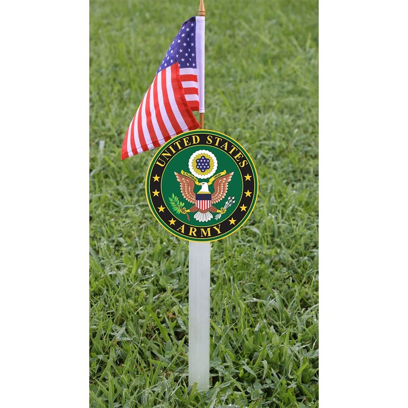 U.S. Army Flag Holder Grave Marker with 8x12" American Flag