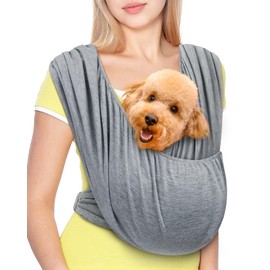 Snqqmtt Dog Sling Swaddle Carrier Small Dog Cat Front Facing Carrier for Chest, Hands Free Puppy Carrying Sling Hold for Small Pet up to 20lbs, Adjustable Size, Reducing Back Stress (Light Grey)