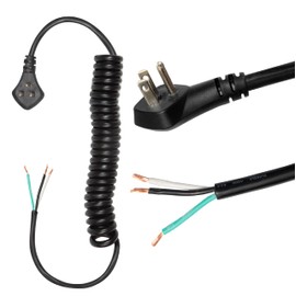 Iron Forge Cable Coiled Replacement Extension Cord 6 ft - 12 Gauge 15 Amp Heavy Duty Power Extension Cords - SJEOW Oil Resistant & Flat Plug Cord Replacement 3 Prong Retracting Coil Cord - Black