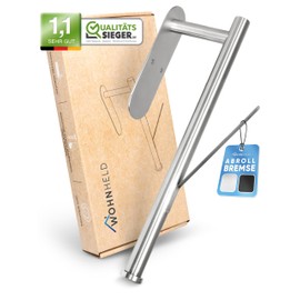 WOHNHELD® Kitchen Roll Holder No Drilling [With Roll Brake for One-Handed Tearing] Silver I Stainless Steel I Paper Roll Holder I Zewa Roll Holder I Wall I Kitchen Workshop Motorhome