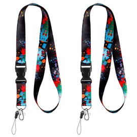 Uniclife 2 Pack Cute Neck Lanyards for Keys, Paint Splatter, ID Badges & Card Holder, Quick Release Lanyard, Keychain Lanyard for Women & Men