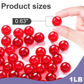 DomeStar 1LB Glass Marbles Bulk, Marbles for Vases 0.63 Inch Vase Fillers Red Glass Beads for Home Decor