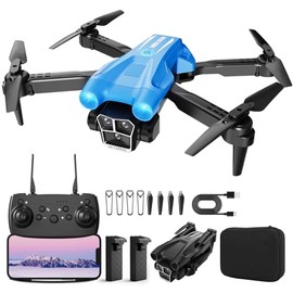 Drone with Camera 1080P HD, Mini Drone for Beginners Kids Adults, RC Quadcopter with 2 Batteries, Carrying Case, Stable Hover, Trajectory Flight, Gravity Control, One Key Take Off/Land, Blue