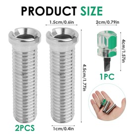 FunWorth Hollow Screw Sink Set of 2, Stainless Steel M12 x 45 mm Strainer Basket Screws with Screwdriver, Compatible with Blanco, Franke & Co. Valve Drains 1.5 & 3.5 Inch, Corrosion-Resistant Drain