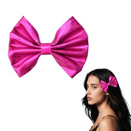 Hot Pink Large Bow Hair Clip Barrette for Women Cheerleader Cheerleaders Glitter Hair Bow Clips for Women Girls Cute Hair Accessories with Leather Bow Hair Clips for Wedding Birthday Party Decor