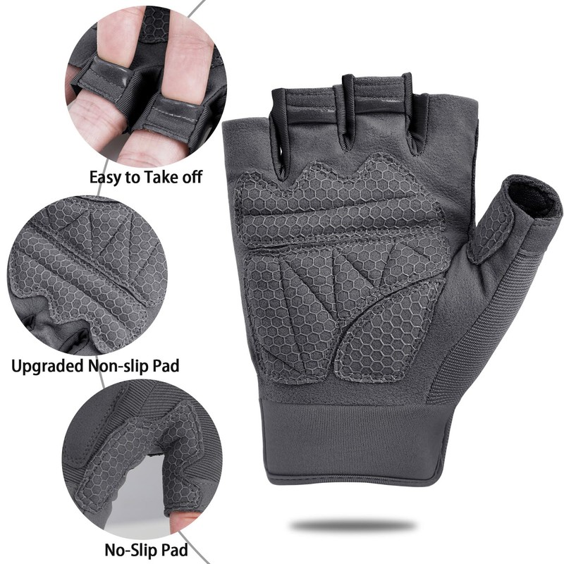 FIORETTO Fingerless Gloves, Half Finger Gloves for Driving, Cycling, Shooting,