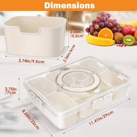 Amersis Divided Snackle Box with Handle Food Serving Tray Charcuterie Board with Lid Stackable Fruit&Veggie Container (1 pack with 8 compartments)