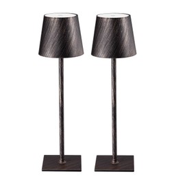 CHLORANTHUS 2 Pack Cordless Table Lamps, 3 Colors Stepless Dimming, 5000mAh Rechargeable Battery LED Desk Lamp for Bedroom/Couple Dinner/Desk/Cafe/Dining Room/Terrace(Antique Copper)