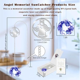 Memorial Gifts for Loss of Loved One,Unique Modern Grief Gift Idea Angel Crystall Sucatcher,Rainbow Bereavement Sympathy Gift for Loss of Mom Father Dad Daughter Son Friend Dog (DeepseaBlue)