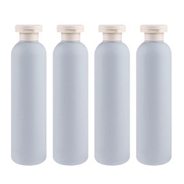 ChAusa Pack of 4 Squeeze Bottles with Flip Cap, 260 ml Leak-Proof Squeeze Travel Container, Refillable Plastic Travel Containers, Portable Travel Bottles for Creams, Lotion, Shampoo (Blue)