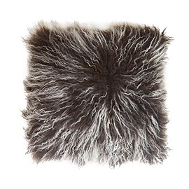 Genuine Mongolian Sheepskin Cushion Pillowcase 30x30cm (big variety of colours) JAY36 colour dark brown (Tops)