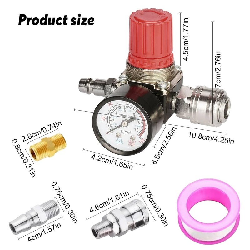 mizikuu 1/4 Inch Pressure Regulator Compressed Air, Pressure Switch Control