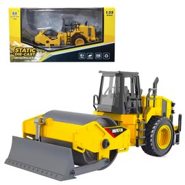 Gemini&Genius Road Roller Construction Vehicle Toy for Kids 1/35 Scale Die-cast Grader Truck Engineering Road Planer Vehicle Models Toys for Kids Play and Display