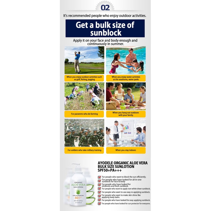 Ayodele Aloe Vera SPF50+ PA+++ Body and Face Sunscreen 16.9