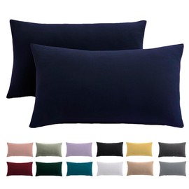 Cushion Cover 40 x 80 cm, Set of 2 - Pillowcase 40 x 80 cm, Blue for Pillows, 100% Microfibre Cushion Cover, Non-Iron and Wrinkle-Free with Zip