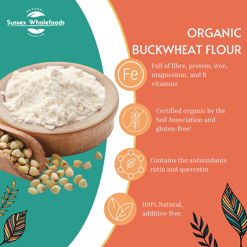 Sussex Wholefoods Organic Buckwheat Flour, Gluten-Free 500g