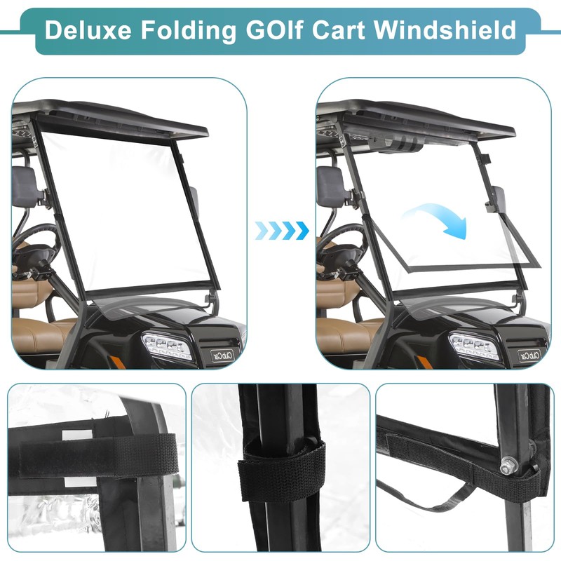 Golf Cart Windshield Fit for CLub Car Precedent, Foldable, Portable
