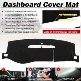 BLIBLIUNIT Dash Cover Mat Fit for 2007-2014 Chevy Tahoe Avalanche Suburban GMC Yukon/2007-2013 Silverado LTZ GMC Sierra SLT,Dashboard Cover Carpet Pad w/o Dash Speaker (Black)