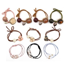 Hair Tie, Set of 10, Stylish, Pearls, Eternal Flowers, Hair Decoration, Adults, Scrunchies, Elegant, Women's Hair Accessories, Casual, Office