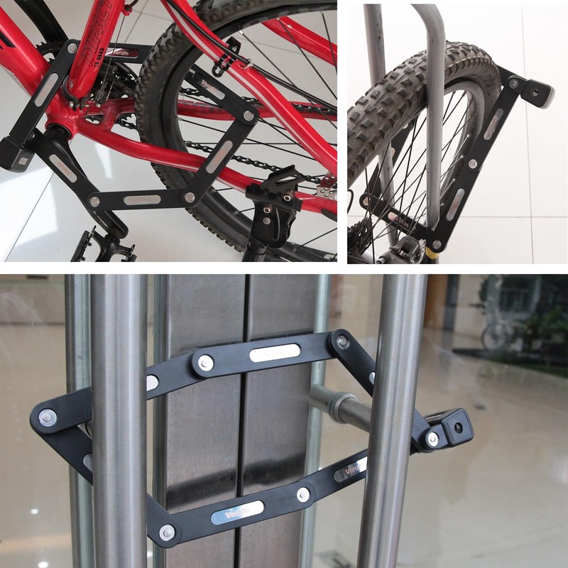Folding Bike Lock, 7mm Heavy Duty Anti-Theft Key Lock, 85cm/33.5in