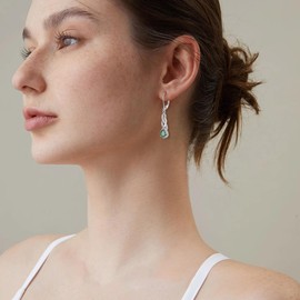 Inpasne Infinity Leverback Earrings 925 Sterling Silver Teardrop Dangle Drop Earrings Emerald May Birthstone Earrings Twisted Jewelry for Women Mom Her Wife