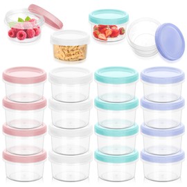 Starvortex Pack of 16 Small Tins with Lids Plastic, 200 ml Reusable Snack Tin, Leak-Proof Screw Cap Plastic Container for Lunch, Yogurt, Fruit (4 Colours)