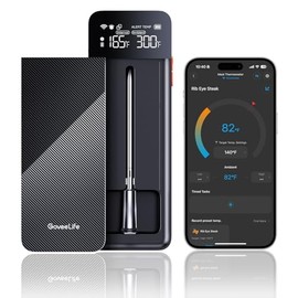 GoveeLife - Termómetro digital inalámbrico Bluetooth inteligente para carne, con alertas de aplicaciones | WiFi Unlimited Range, IP68 Waterproof, Char