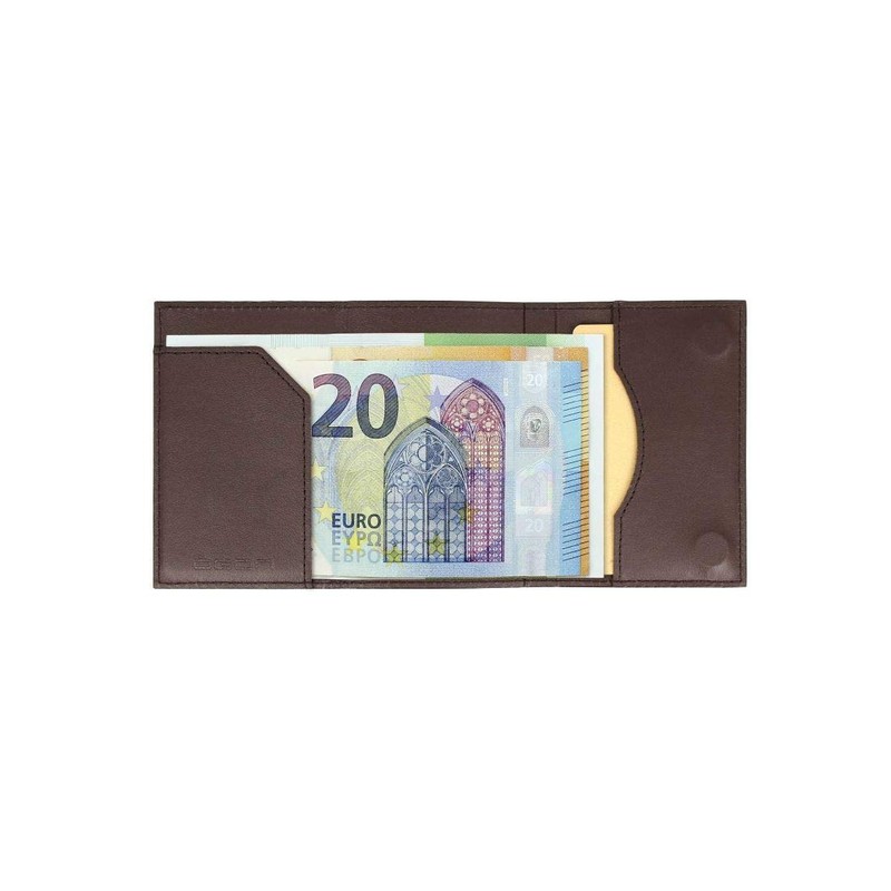 Ögon CL-Darkbrown Card Holder Cascade Wallet Aluminium and Italian Leather