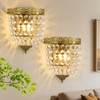Vintage Crystal Wall Sconces Set of 2 Hardwired Brushed Brass