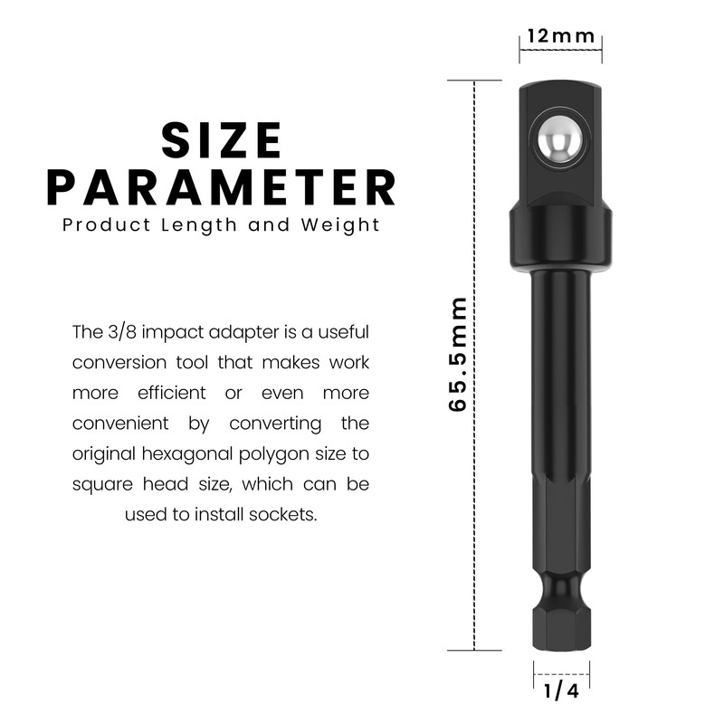 4-Pack Impact Socket Adapter Set – 1/4" to 3/8" Drill