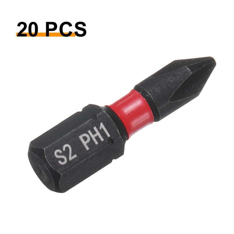 sourcing map 20pcs PH1 Phillips Screwdriver Bit 1/4" Hex Shank