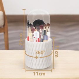 VFANDV Make Up Organiser, 360° Cosmetic Organiser, Eyeshadow Brush, Lipstick Case, Dressing Table Organiser, 5 Compartments, Dressing Table Accessories, Brush Storage with Lid