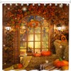 ICTEISOM Fall Shower Curtain, Autumn Pumpkins Maple Leaves Bathroom Curtain,