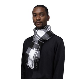 Basic Sense Classic Scottish Tartan Winter Scarf - Super Soft & Warm, Traditional Check Design for Men & Women, Black & White